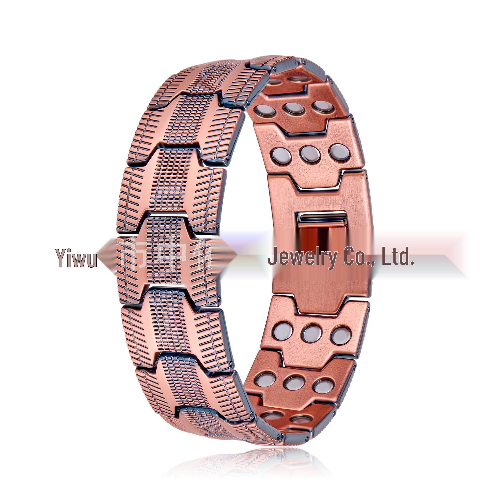 Мужской ретро трехрядный браслет из красной меди с магнитными застежками и съемными звеньями