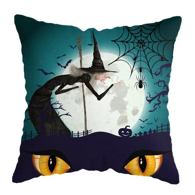 Home Decor Halloween-Themed Cushion Covers With Spooky Scenes Pattern Cushion Cover Suitable For Sofa Bedroom Car Pillow Cover