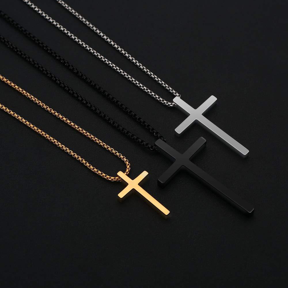 Simple Titanium Steel Cross Necklace Trendy Man Versatile Pendant Sweater Chain Jewelry