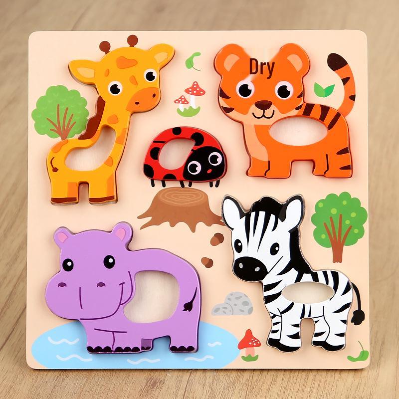 Wooden Educational Animal & Transport Puzzle Blocks for Kids