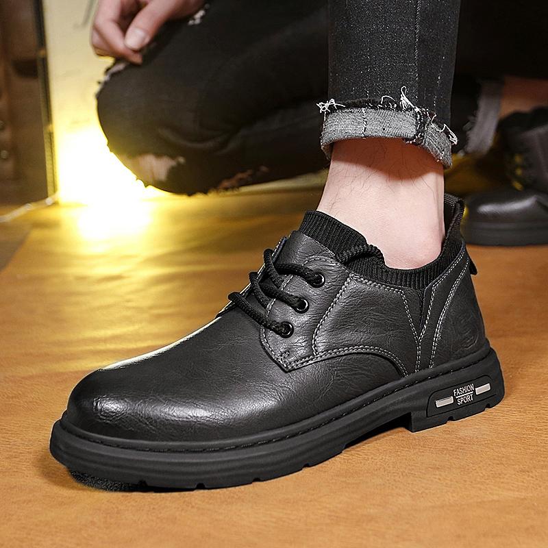 Oxford Shoes New Genuine Leather Men Boots  Boots Lace Up Outdoor Motorcycle Boots High Top Business Shoes Casual Sneakers Botas