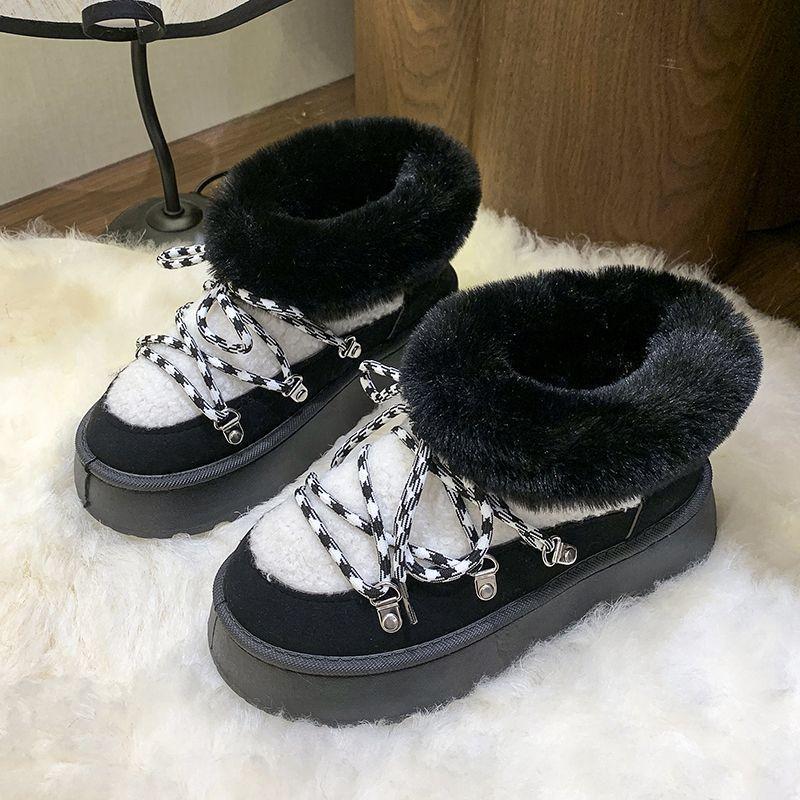 Large Size Thick-soled Fluffy Shoes Versatile Velvet Snow Boots Thickened Winter New Cotton Shoes Boots Women's Short Tube