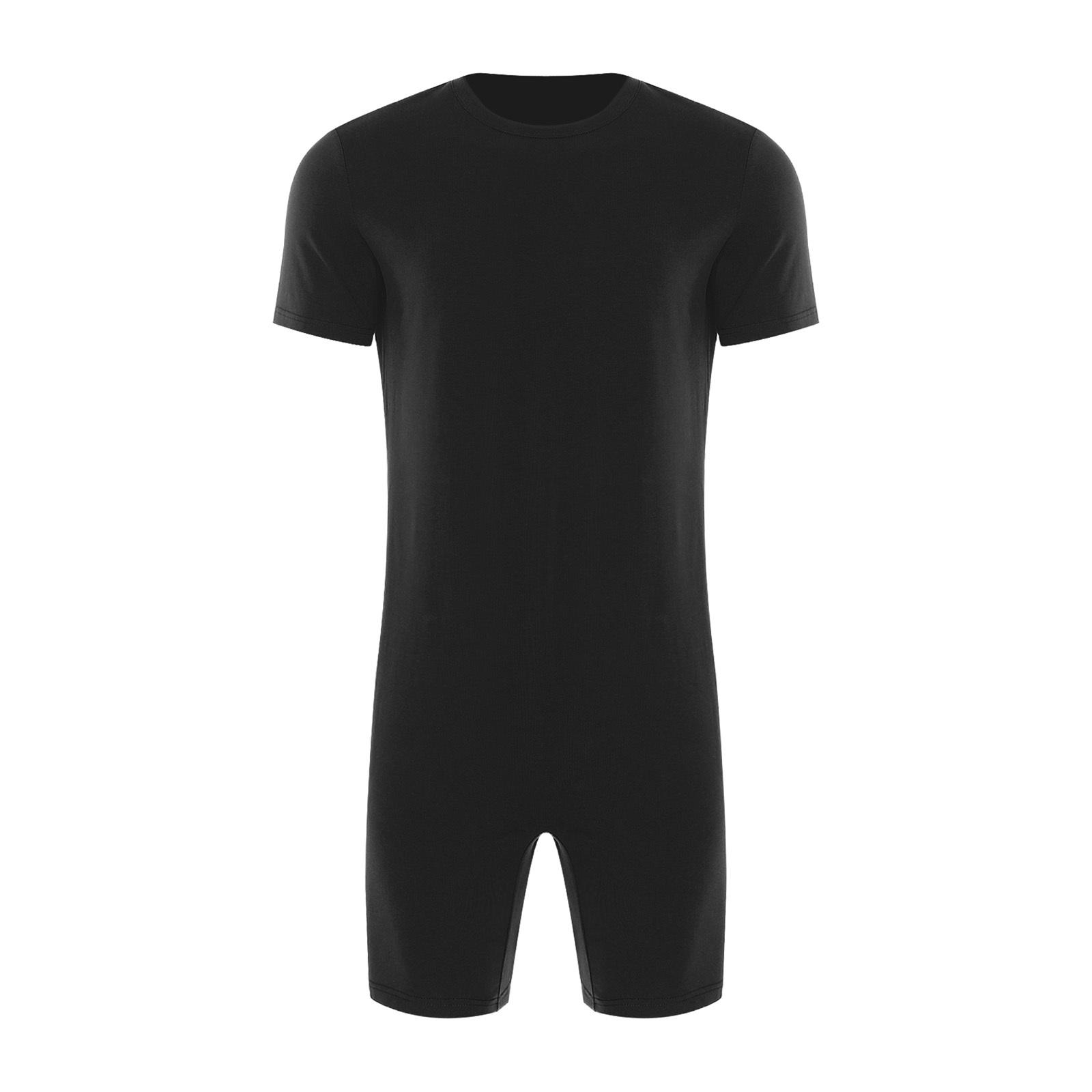 Unisex Anti-Strip Adaptiver Overall Rundhalsausschnitt Kurzer Ärmel Kurzes Bein Reißverschluss hinten Einteiler Strampler XS schwarz