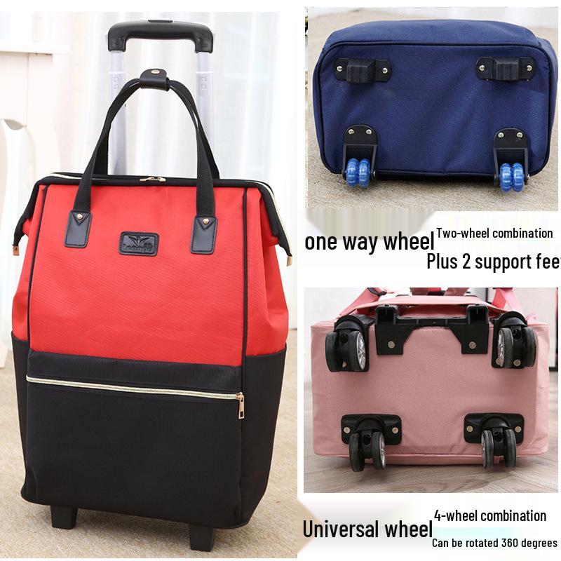 Lightweight Universal Wheeled Backpack: Large Capacity, Double Shoulder, Handheld, Travel-Friendly Luggage Bag