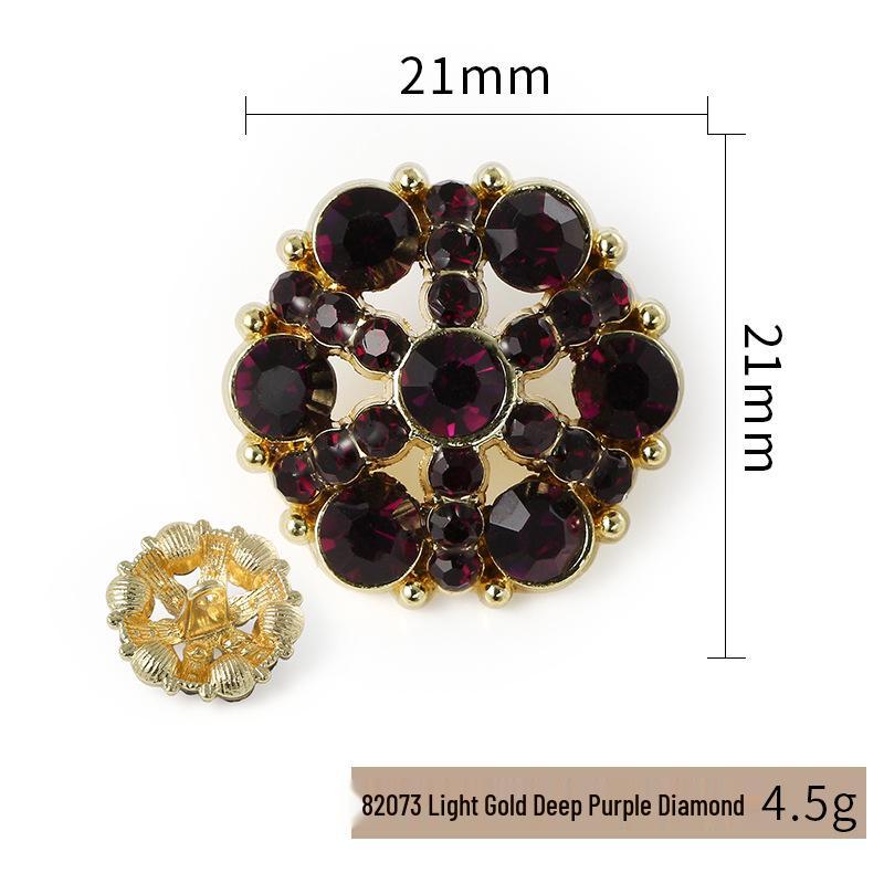 Luxury Rhinestone Metal Retro Buttons - Colorful Hollow Diamond Design with Alloy Base, Decorative Accessories