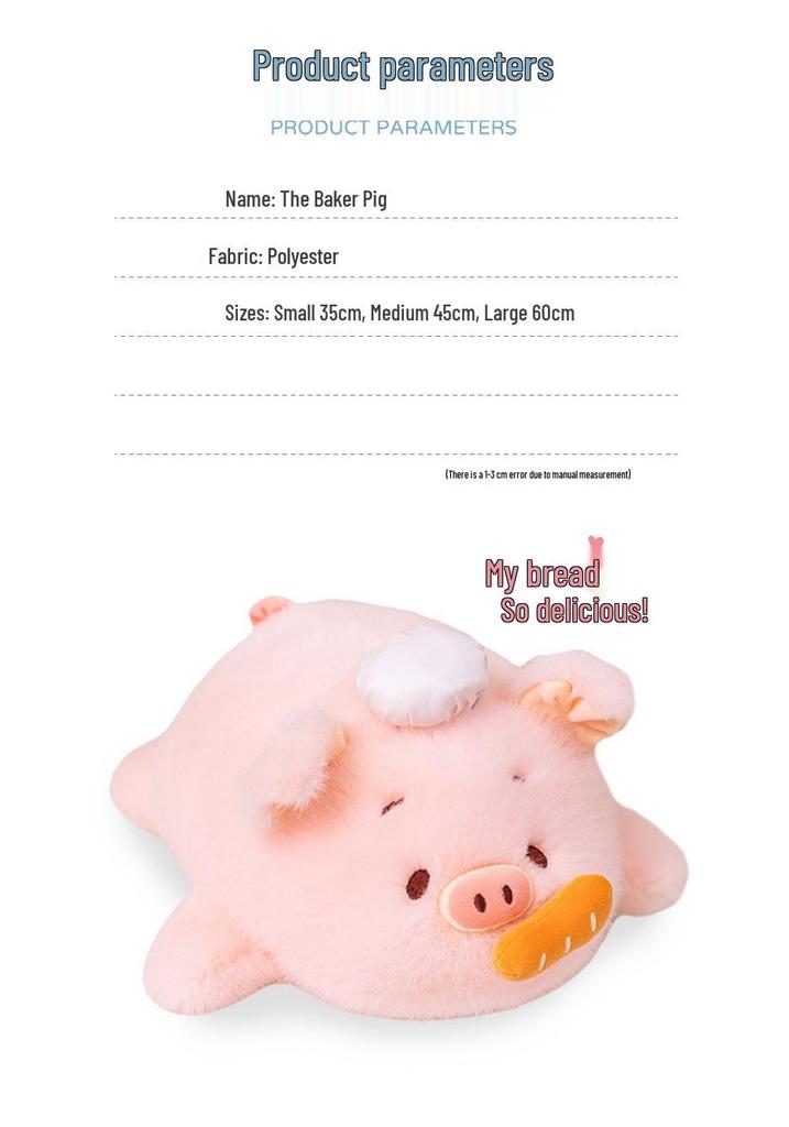 Pink Chef Pig Pull-String Plush Pillow: Cute Stuffed Animal for Kids