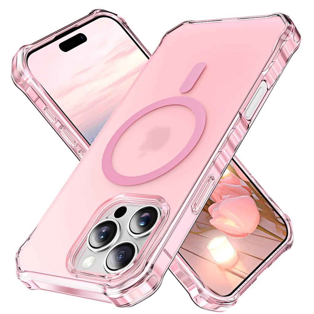 Magnetic for iPhone 16/15/14/13/12 Pro Max Case Slim Translucent Matte Shockproof [Compatible with Magnetic][Anti-Yellowing]