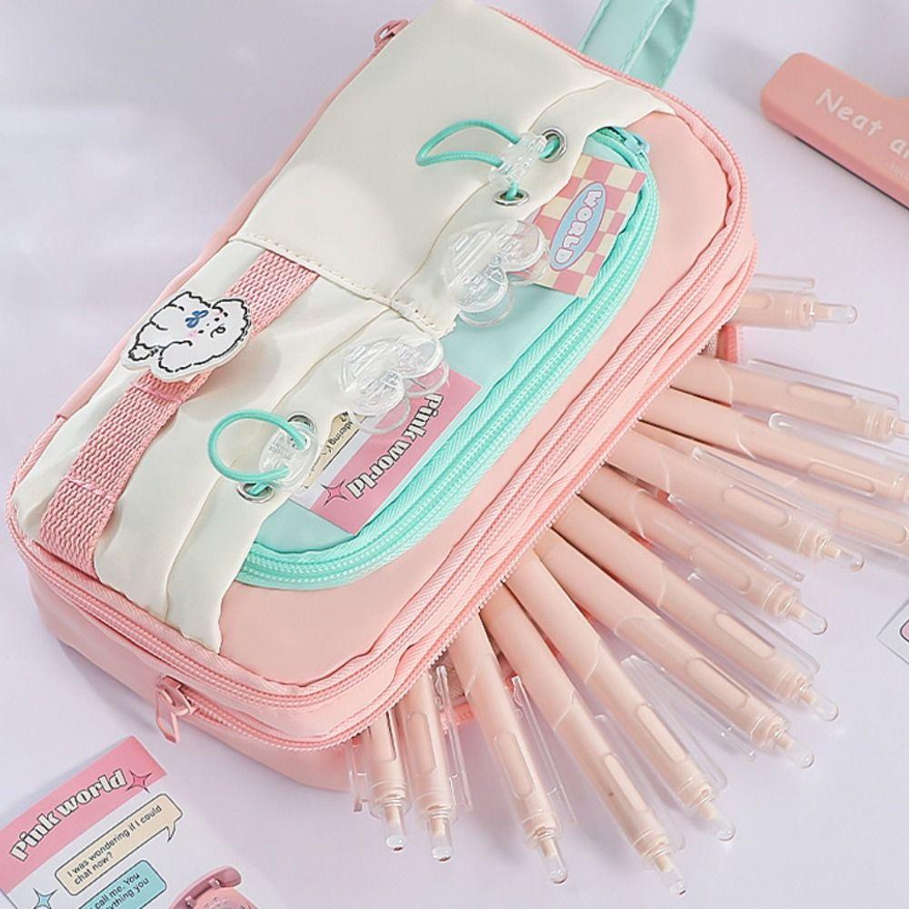 Multi-layer Cute Pencil Pouch Large Capacity Gel Pen Organizer Student Pencil Case School Supplies