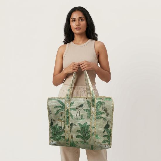 Shoulder Bag Usalover925 Multicolor Quilted Cotton Hand Printed Shoulder Bags 122