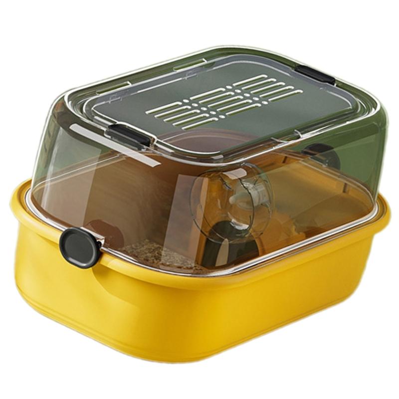 Large Indoor Hamster Habitat Cage with Ventilated Clear Cover Pet Villa Playgrounds for Small Animal Pet Supply 6XDE