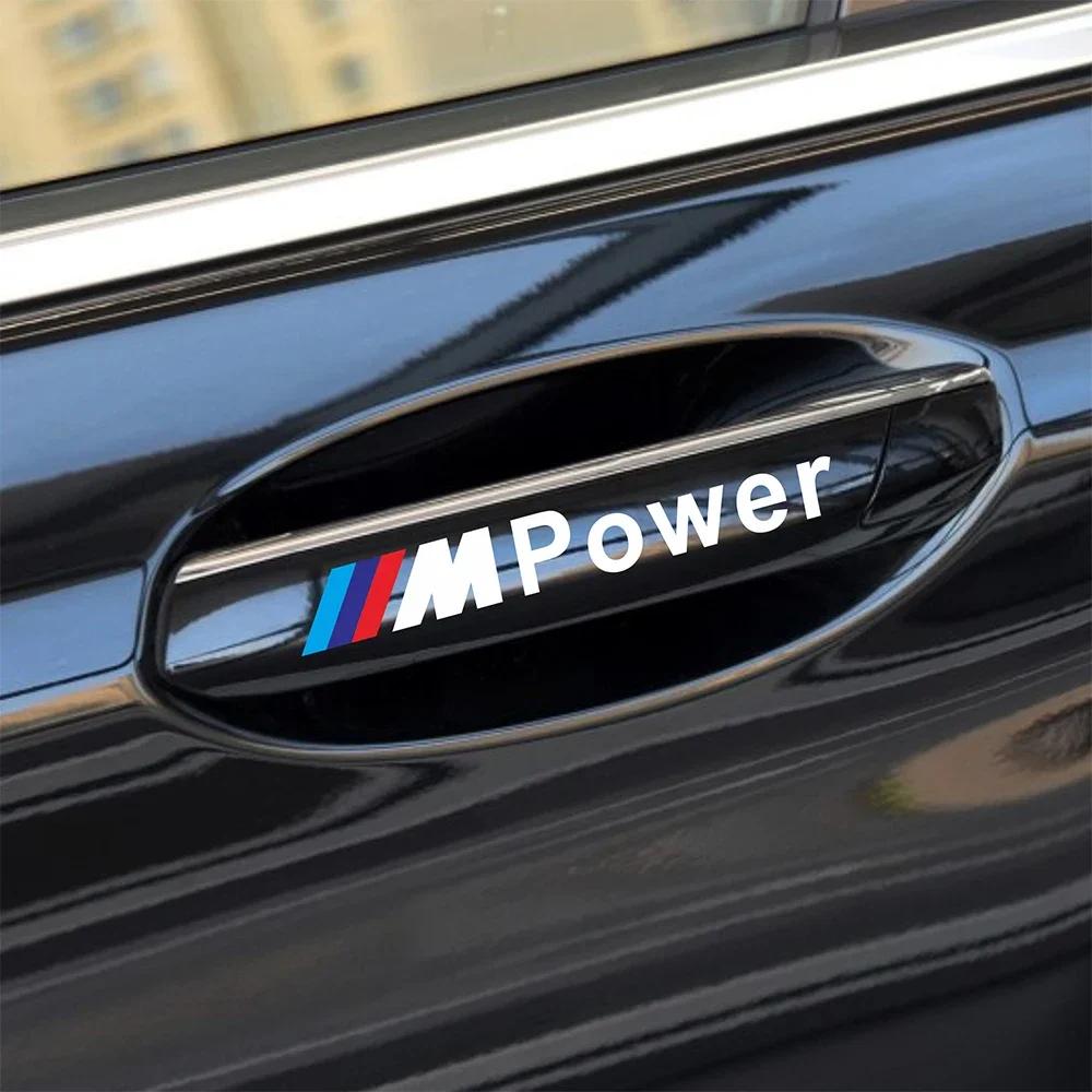 4 STUKS M Power Auto Badge Sticker Auto Deurhendel Sticker Voor bmw M Sticker X1 X3 X4 X5 X6 X7 e46 e90 f20 e60 e39 f10 Auto accessoires