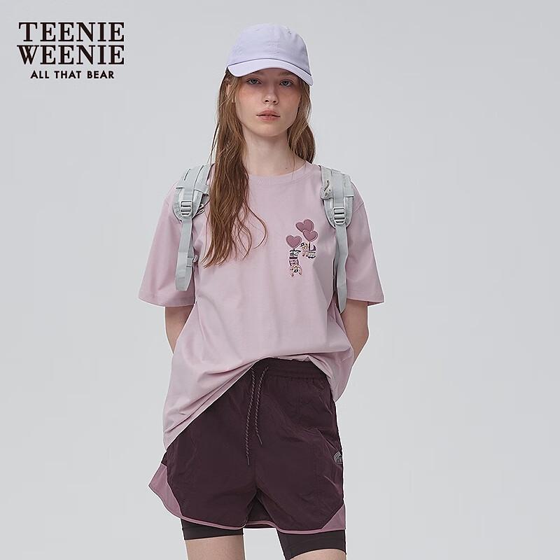 Teenie Weenie Bear Embroidered Round Neck Short Sleeve T-shirt