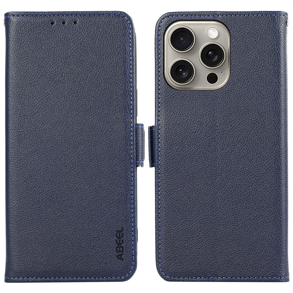 ABEEL For iPhone 14 Pro Max Case PU Leather Litchi Texture RFID Blocking Card Holder Phone Cover