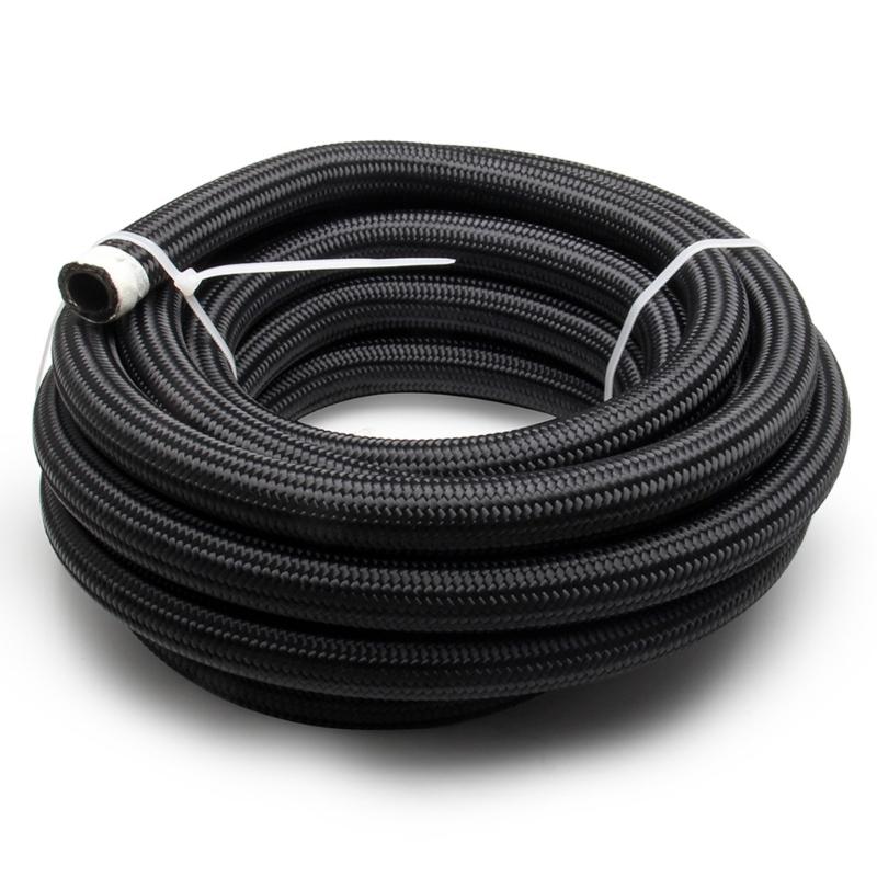 AN4 AN6 AN8 AN10 AN12 Fuel Line Hose,Nylon Braided Fuel Line Hose with Stainless Steel Mesh Reinforce Black