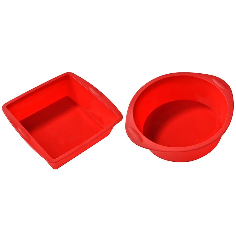 2Pc Silicone Cake Mold Tray Pans Round Square Baking Mold Kitchen Silicone Nonstick Baking Pans Reusable Cake Pans Bakingt Tools