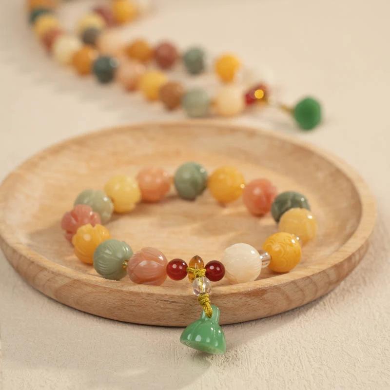 Schritt für Schritt Lotus Weiß Jade Bodhi Wurzel Duobao Armband Damen Wenwan Buddha Perle Zubehör
