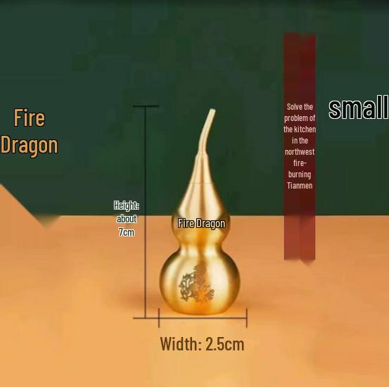 Brass Dragon Fire-Resistant Copper Gourd Bottle Kitchen Ornament - Wealth Attracting Northwest Corner Decor