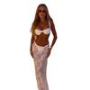 White bikini three-piece sexy lace dress swimsuit split steel tray bikini women