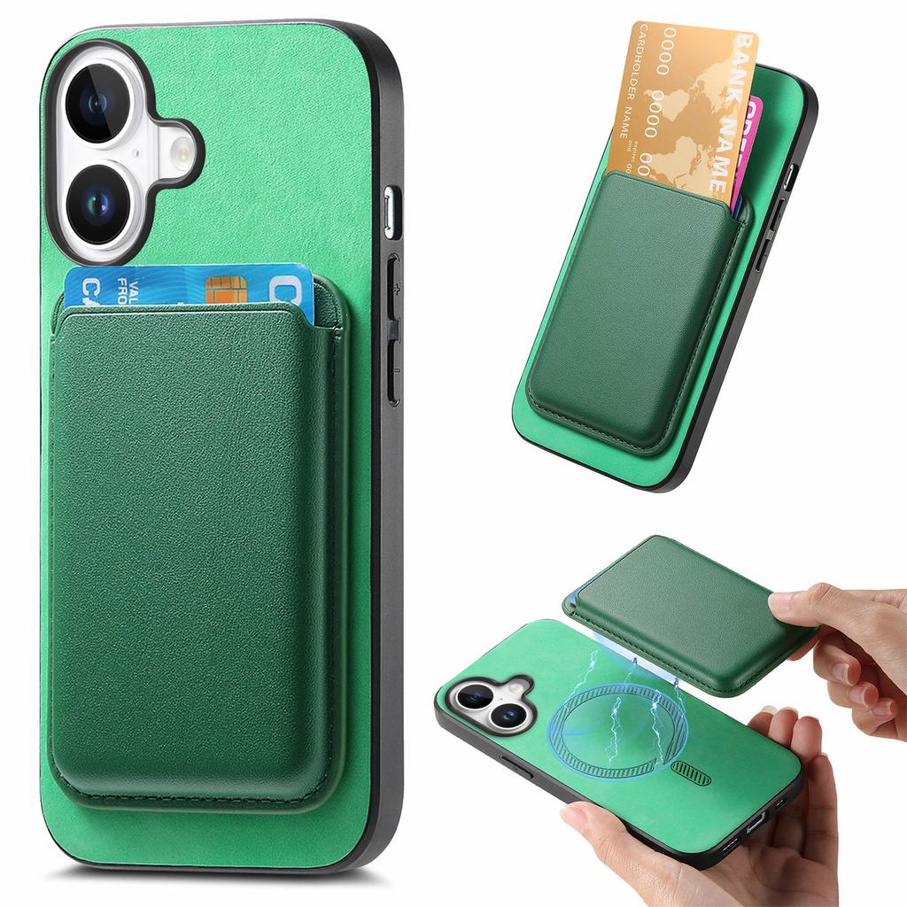 B2 For iPhone 16 Case Detachable Magnetic Card Bag Leather+TPU Phone Cover