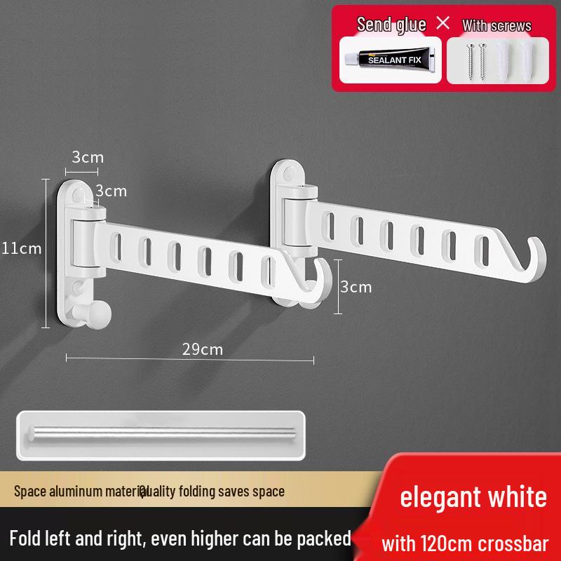 Invisible Wall-Mounted Folding Clothes Rack - No-Drill Bathroom or Balcony Storage Solution