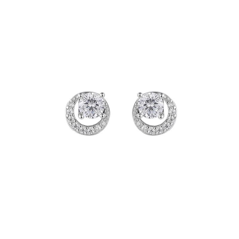 

Hengyi Zhan S999 Silver Moonlight Minimalist Zircon Stud Earrings - High-End Fashion Jewelry Pure Silver