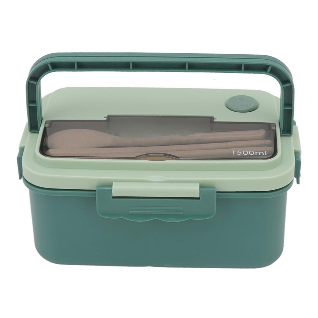 1500ml Lunchbox Hitzebeständige Plastik Bento Box Tragbare Lunchbehälter mit Essstäbchen Löffel für Studenten