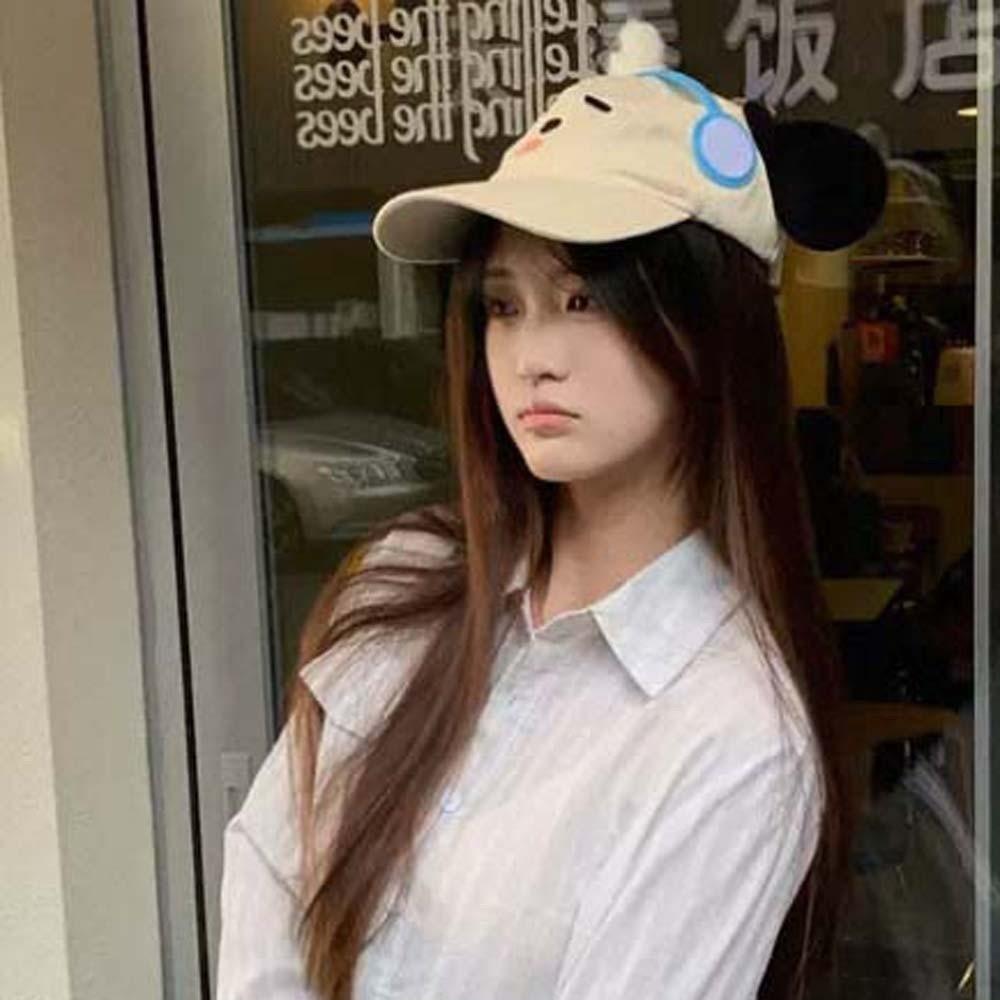 Adjustable Headset Dog Baseball Cap Sweet Puppy Hat with Big Ears Cartoon Peaked Cap  Sun Visor