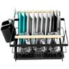 Large Standing Dish Drainer Plates Cutlery Black Metal 45 Cm