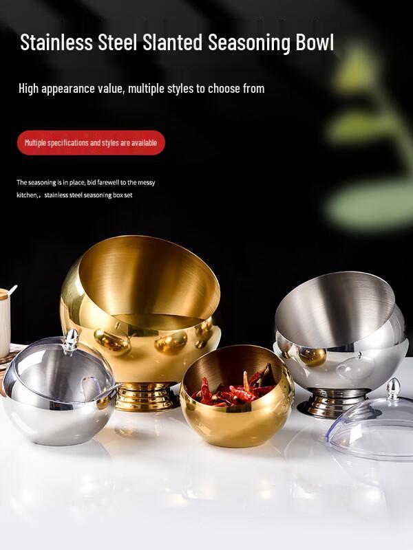 Stainless Steel Gilded Seasoning Bowl with Base