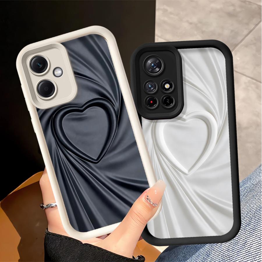 Phone Cover Case for Xiaomi Poco F8 X3 Pro C61 X3 NFC C51 C50 Black White Simple Heart