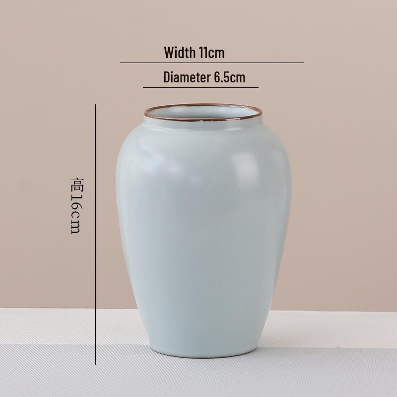 Elegant Celadon Vase: Classical Ru Kiln Ceramic for Hydroponic Flower Arrangements and Living Room Decor