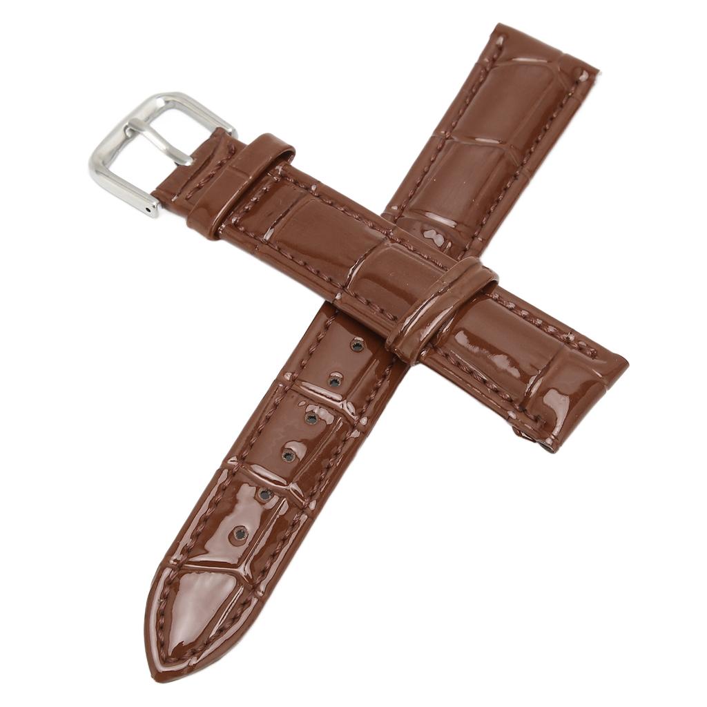 Watch Band PU Leather Alloy Pin Buckle Sweatproof Soft Breathable Replacement WatchbandBrown