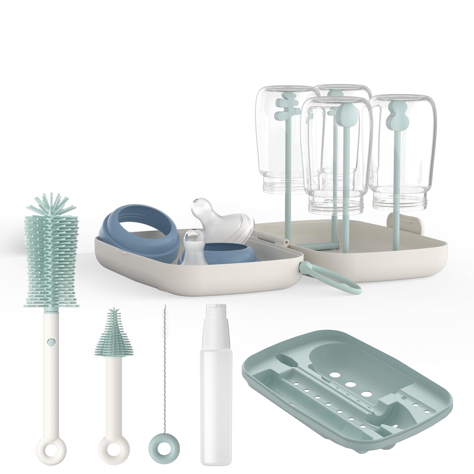 

Набор для чистки детских бутылочек Momcozy 7-в-1 с щеткой, средством для чистки бутылочек, сушилкой для бутылочек и многофункциональным очистителем, не содержит БФА, пищевой полипропилен (Для дома