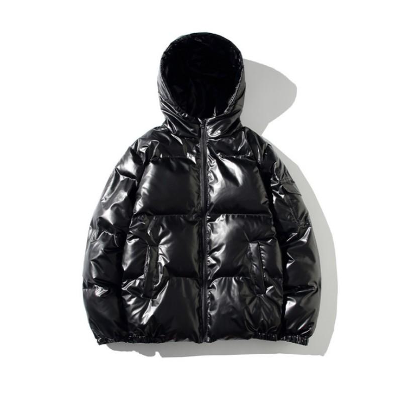 Men's Winter Oversized Glossy Short Jacket Youth Solid Color Handsome Warm Coat