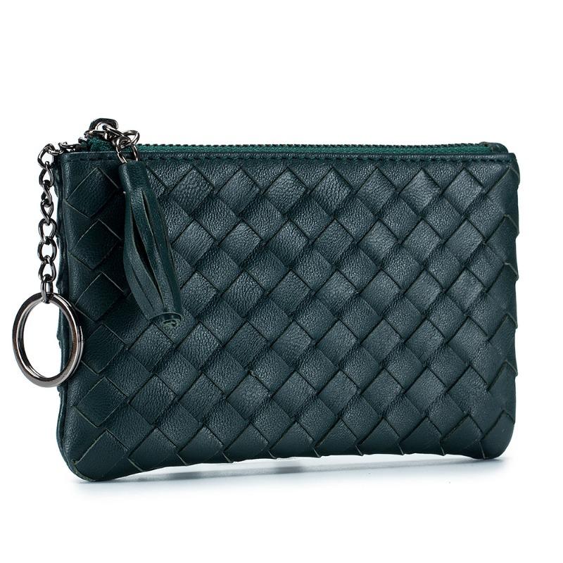 New leather short change bag, women's sheepskin woven small and ultra-thin small wallet, men's money bag storage bag, high-end sense
