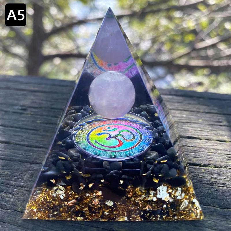 Piramida magică de orgonit 60 mm Sferă de cristal de ametist cu piatră de cristal natural de cuarț albastru Reiki de vindecare cu energie orgon
