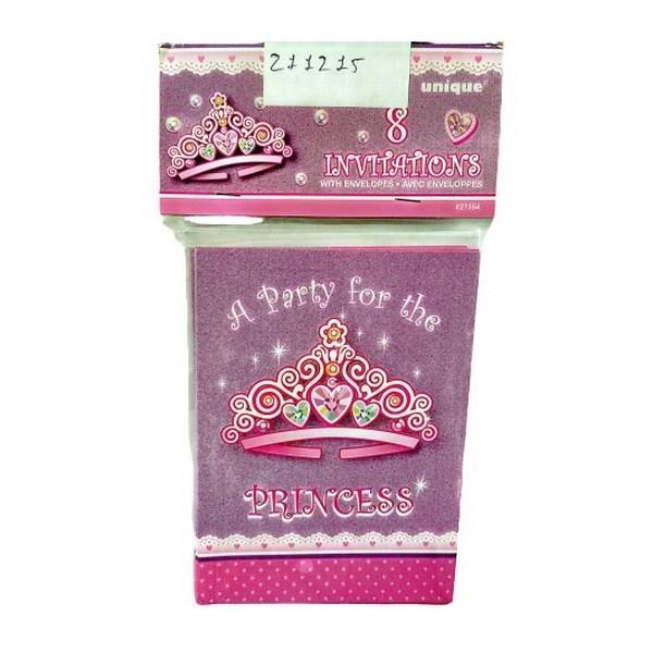 Unique Party Prinsessebursdagsinvitasjoner (Pakke med 8)