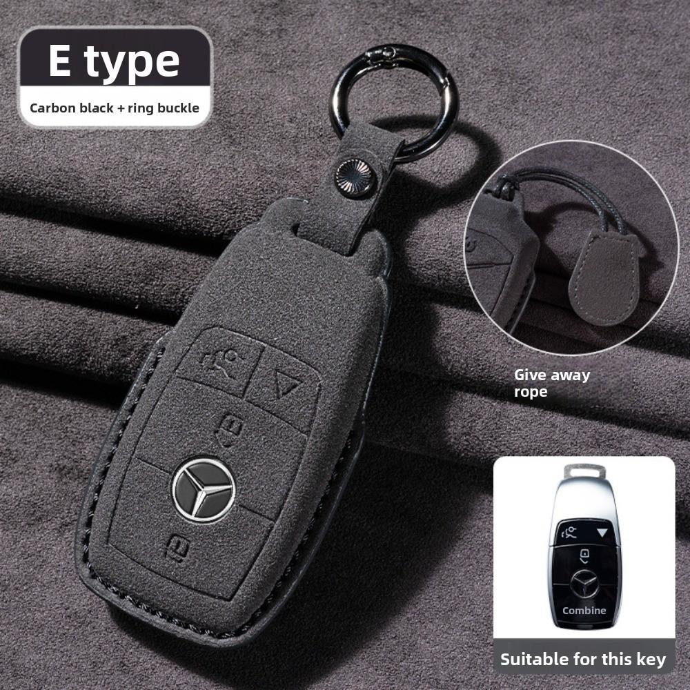 For Mercedes E300L Key Cover GLC260 Leather Case for Men E260L Car Accessories Suede Flip