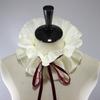 Kobiety Vintage Szyfonowy Falbankowy Odpinany Fałszywy Kołnierzyk Wstążka Koronkowy Choker Szal Okrycie Kostium Renesansowy Bufa na Szyję