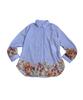 Antiqua Floral Striped Long Sleeve One Size White and Blue Mix Shirt, Women's Top, IYA-00100, 03,