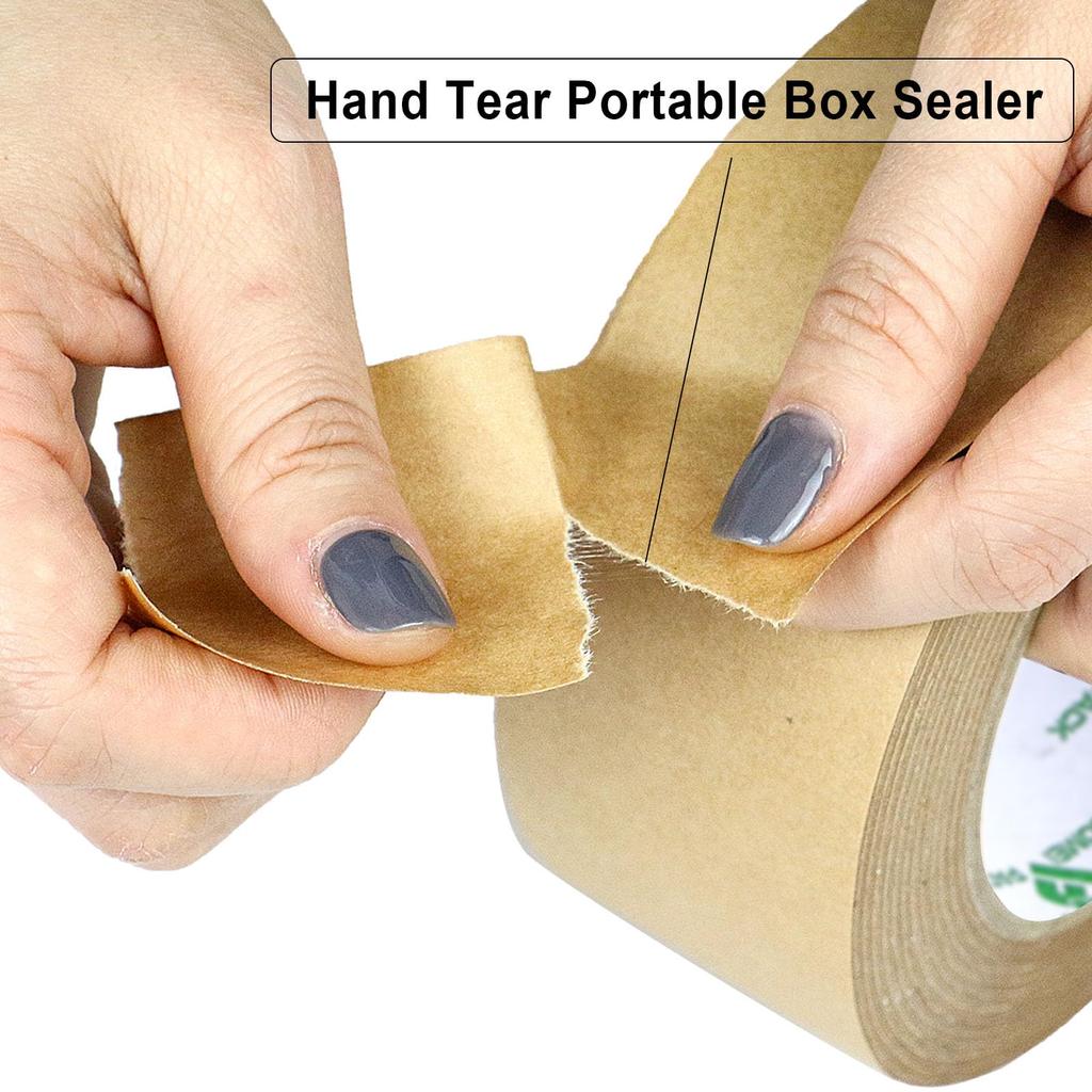 BOMEI PACK Reinforced Paper Packing Biodegradable Kraft Paper Transport Tape for and Storage Tape, 50mm50m, Self-Adhesive Gum-Covered Heavy-Duty
