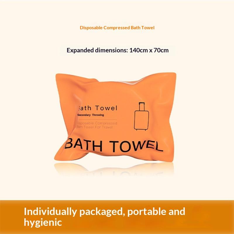 70x140cm Thickened Compressed Disposable Bath Towel Large Quick-Drying Travel Essential оранжевый