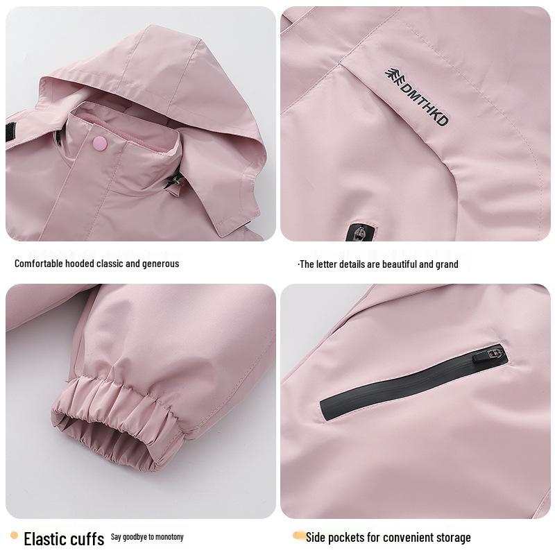 3-in-1 Skijacke für Mädchen: Mit Fleece gefütterter Ganzjahresmantel mit zweiteiligem Outdoor-Set für Kinder, neuer Stil 2026