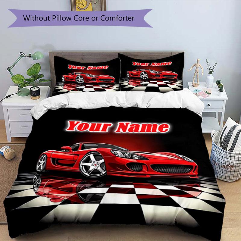 3PC Custom Name Car Art Bedding,soft and breathable,2D Flat Print,room decor.,Poster Three-piece set,Soccer Three-piece set,Art,Poster,Soccer
