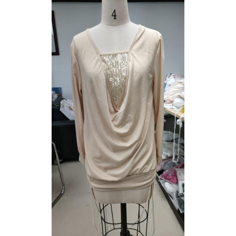 Damemote Uformell vår høst ensfarget trykk Langermet firkantet krage bluser og skjorter