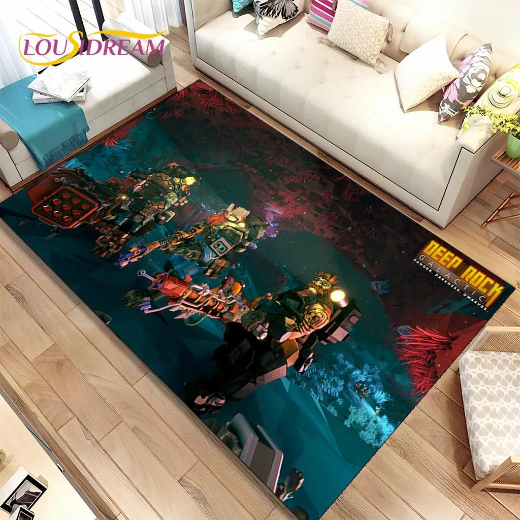 3D DRG Deep Rock Galactic Game Gamer Area Rug,Carpet Rug for Living Room Bedroom Sofa Doormat Decoration,kids Non-slip Floor Mat