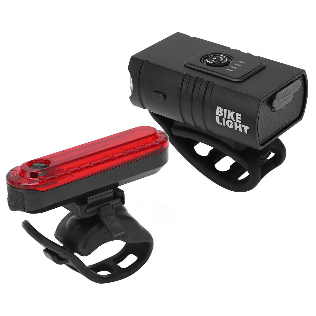 USB Rechargeable Bike Light Set Super Bright Front Headlight and Rear Taillights USB Charging Bike Light with Aluminum