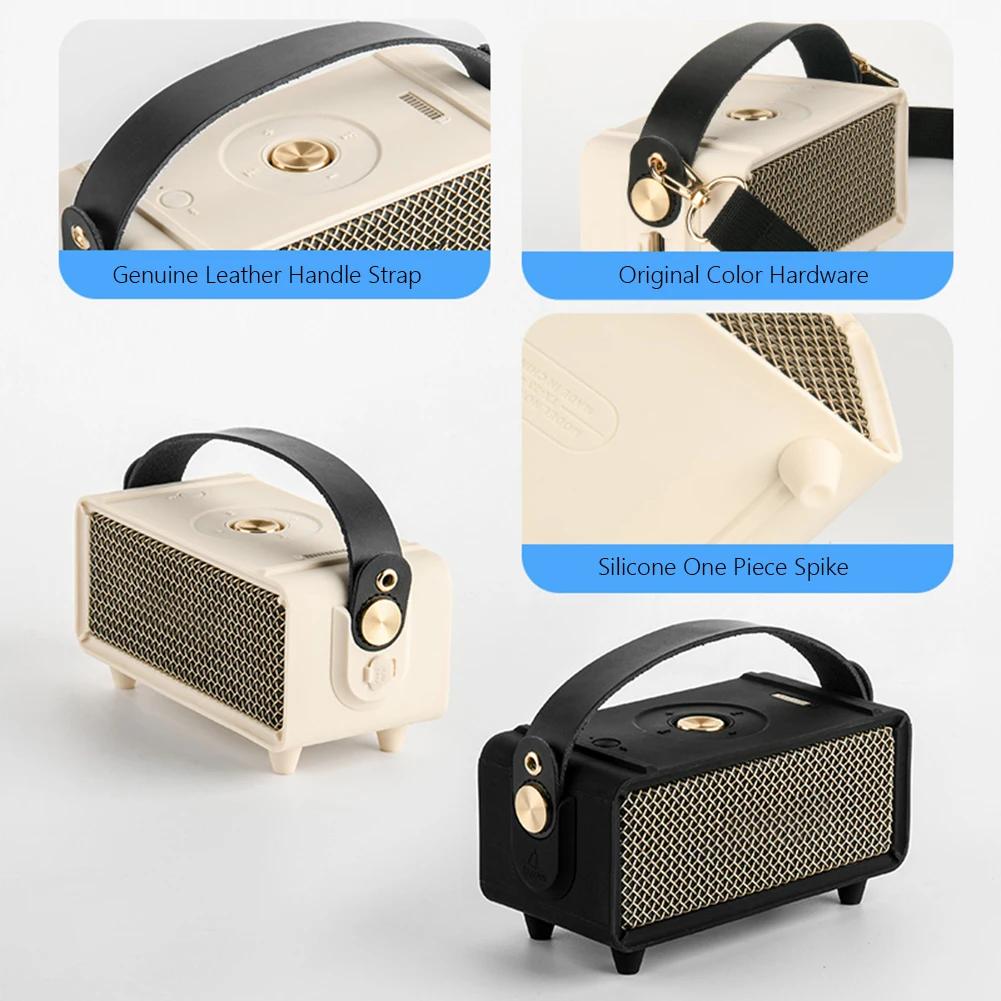 Silicone Cover Case with Handle Strap and Shoulder Strap Protective Mini Speaker Cover Case Shockproof for Marshall Emberton II