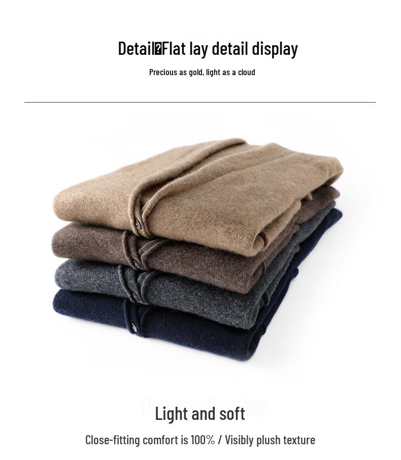 Le Kasha Women's 2026 V-neck Cashmere Cardigan - Korean Style, Autumn/Winter, Loose Fit, Buttoned Coat