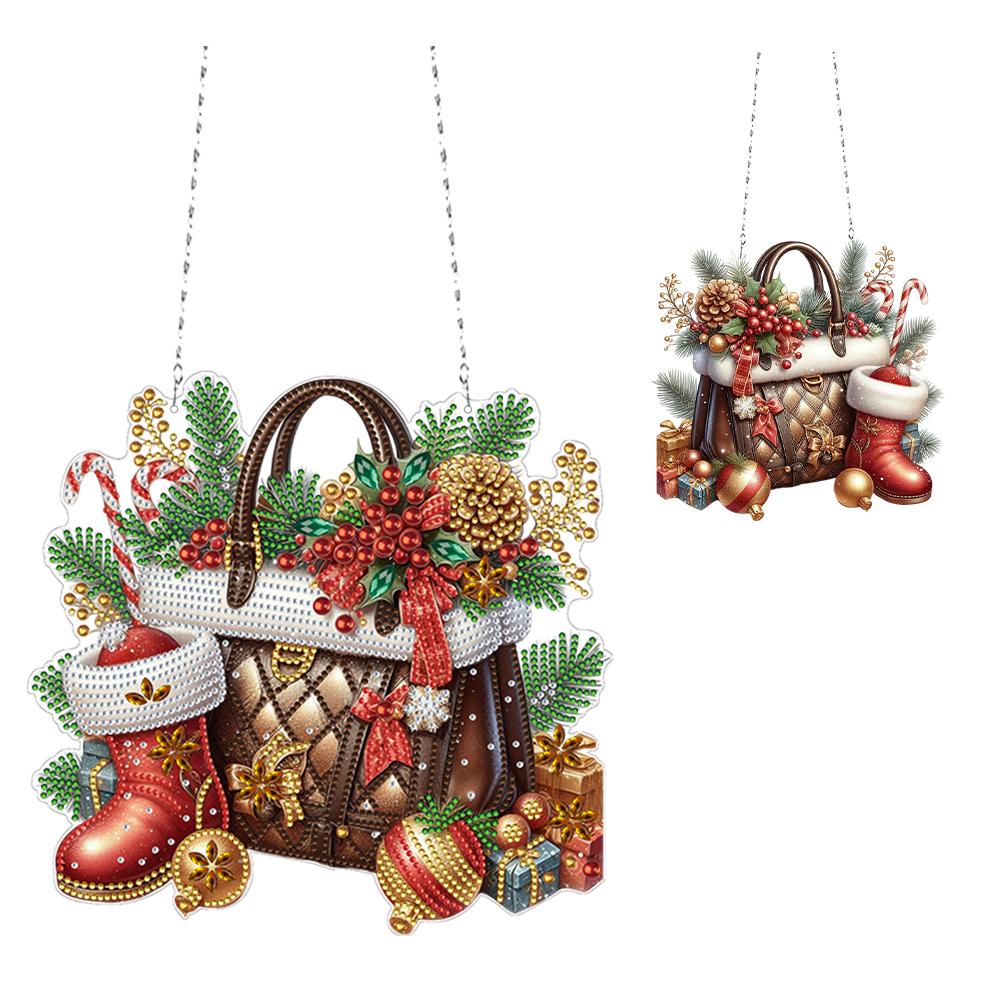 Christmas Diamond Art Hanging Pendant Acrylic Diamond Painting Home Decor 5D DIY Diamond Painting Dots Pendant for Window Decor